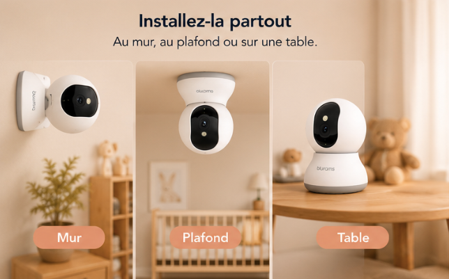 Caméra Surveillance Bébé 360° avec Application